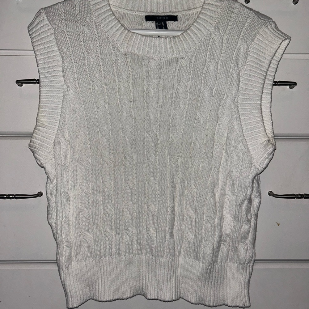 Forever 21 Ivory Cable Knit Top